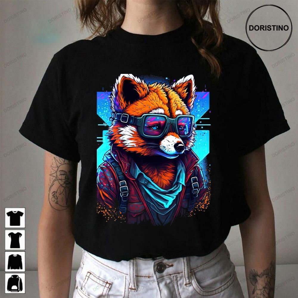 Retrowave Malinois Red Panda With Glasses Limited Edition T-shirts